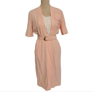 (D) Caroline Wells Soft Peach Vintage Dress